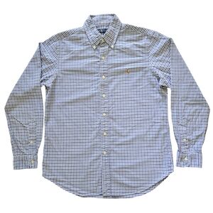 Ralph Lauren Blue Plaid Cotton Long Sleeve Button Down Shirt